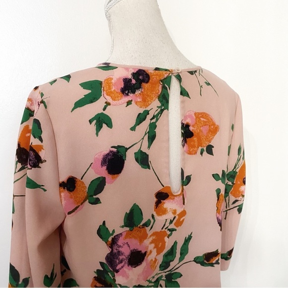 Aritzia WILFRED WITH SILK PINK ORANGE GREEN FLORAL WIDE HALF SLEEVE TOP - M - Picture 6 of 11